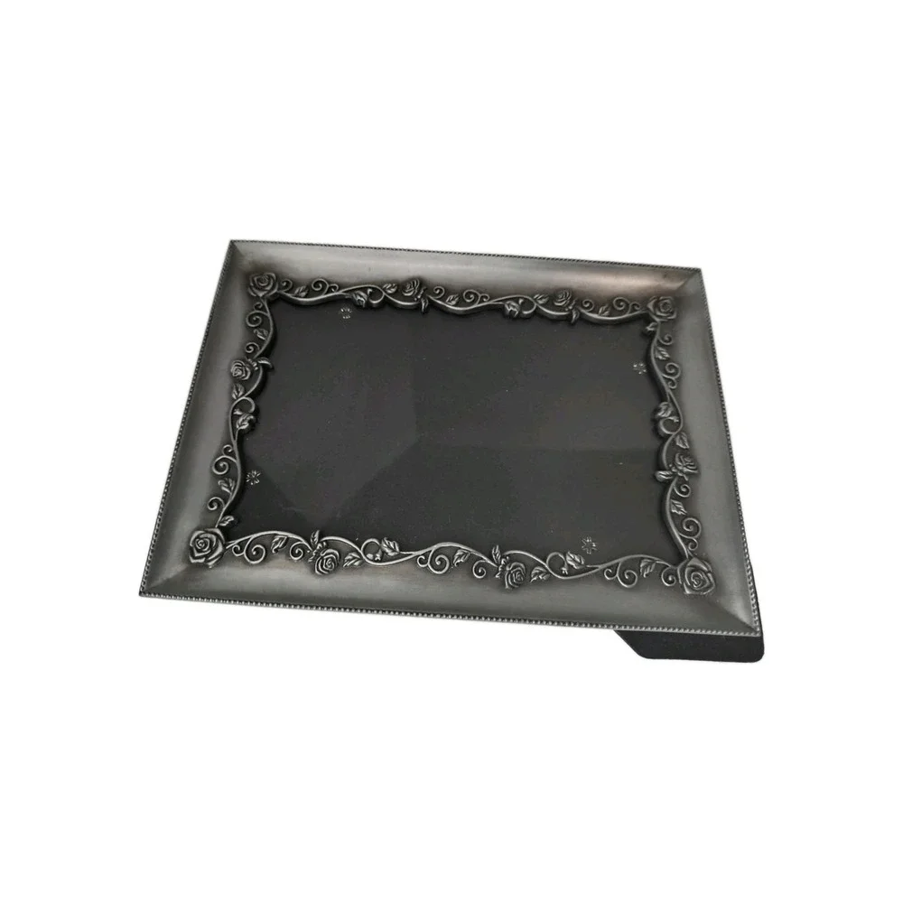 Vintage Malden Pewter Rose Vine Photo Frame 4x6 Ornate Metal Whimsigoth Victoria